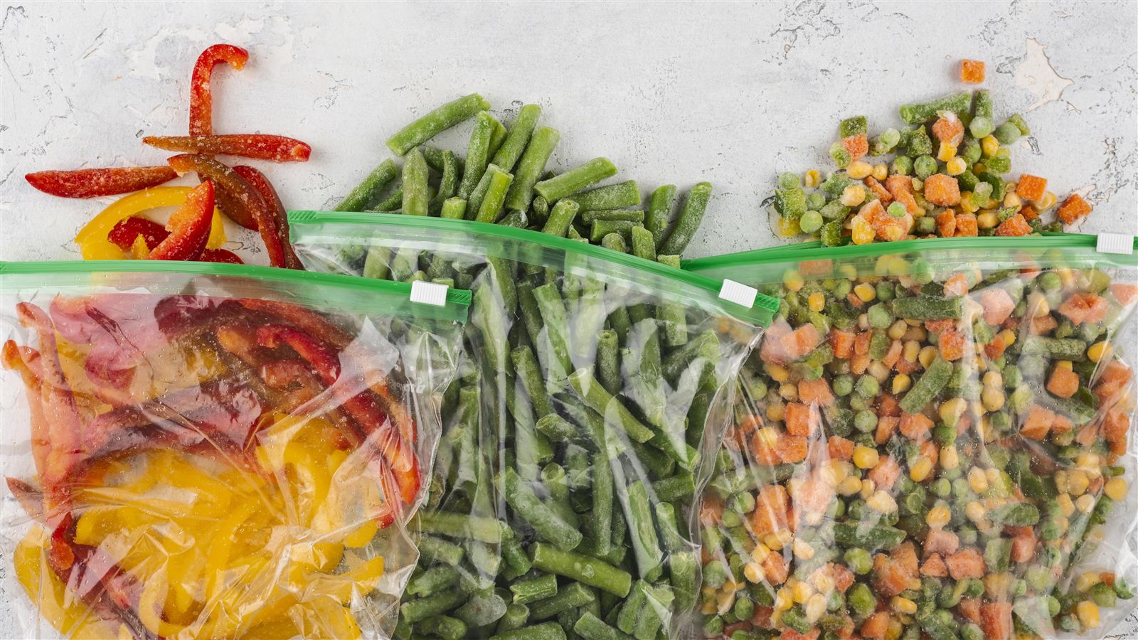 Bolsas flexibles con zipper con verduras congeladas