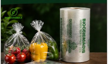 Bolsa biodegradable de grado alimenticio con frutas y verduras